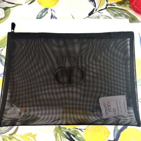 DIOR NEW CD Logo Christian Dior Large Black Cosmetic Bag Pouch - Picture 3 of 8